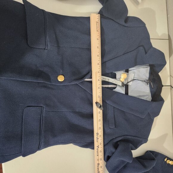 Harve Benard Navy Textured Blazer Size 6 Gold Button Closure Navy Blue - Picture 11 of 16